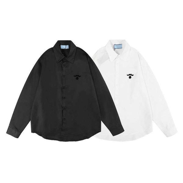 

prad new men women casual shirts fashion turn-down collar buttoned shirt autumn long sleeve cardigan streetwear, White;black