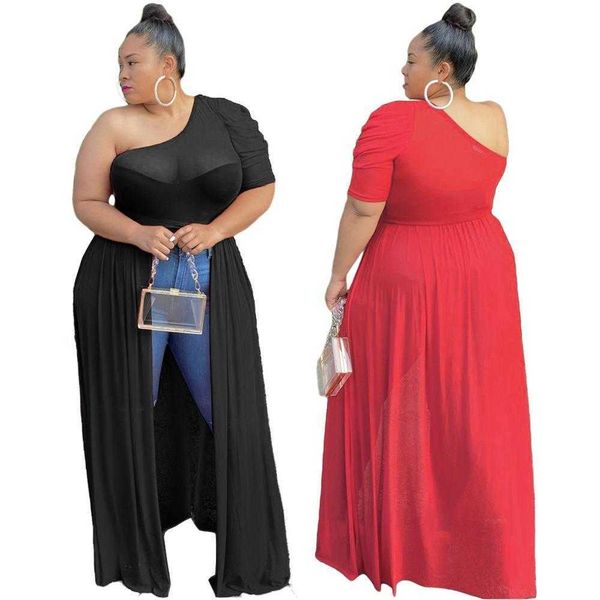 

plus size womens shirts nightclub mesh shoulder front short back long dress, White