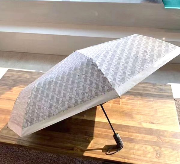 

dsq goyar umbrella sun umbrella men women three fold automatic vinyl sunscreen uv protection folding gift a5, Red;brown