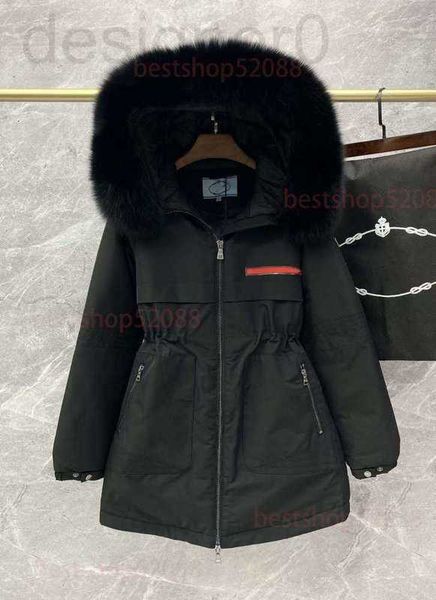 

women's down & parkas popular designer down jacket autumn and winter new style budge 90% white goose with big silver fox fur b1ay, Black