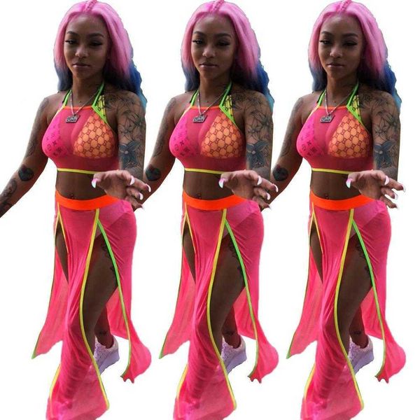 

women clothing mesh pants contrast color fluorescent backless see through, White