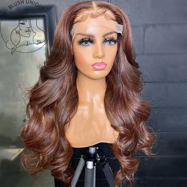 

13x4 chocolate brown lace front wigs body wave synthetic lace wig glueless heat resistant hair brown lace front wigs for womenfa, Black