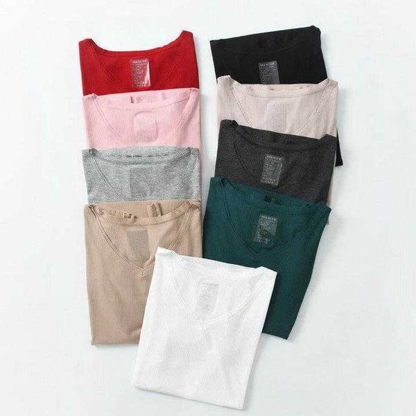 

v neck blouses short sleeved large size womens spring and summer seamless slim, White