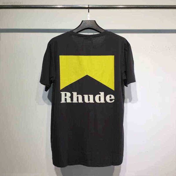 

mens designer t shirt men women streetwear casual high street tshirt cotton couple tees rhude t-shirts high-quality, Black