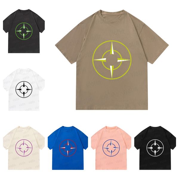 

t-shirt new men's r shirt stone summer breathable loose letter print couple street fashion 100% cotton t-shirt island, White