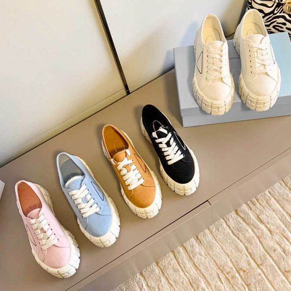 

designer prada nylon double gabardine wheel casual shoe shoes women classic canvas sneakers fashion platform heighten trainers designers sne