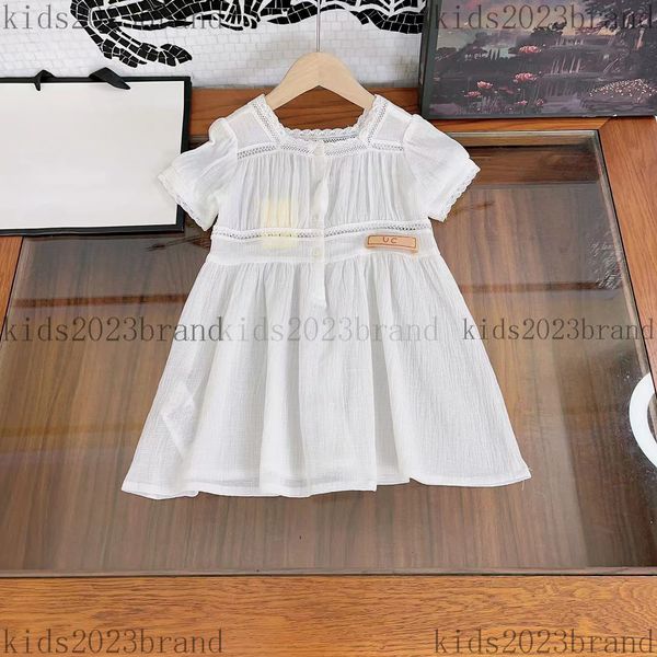 

girls white dresses 2023 princess pleated skirts designer doll collar fashion dresses high end children cotton pleated skirt brand kids summ, Red;yellow