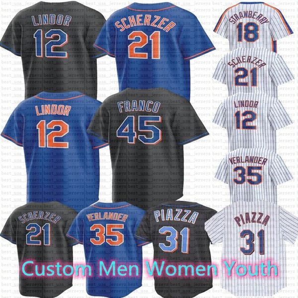 

francisco lindor justin verlander baseball jersey 35 4 new pete alonso york carlos correa kodai senga max scherzer david robertson mike piaz, Blue;black