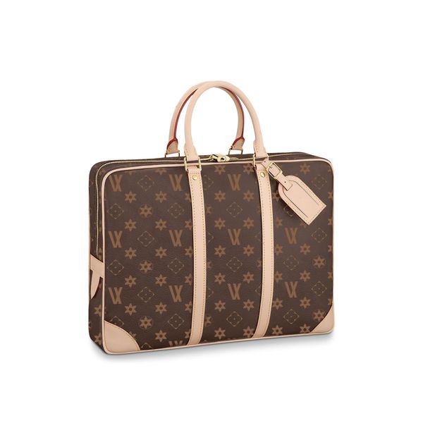 

men's and women's handbag briefcase fashion lapcomputer bag crossbody bags pu leather print checkered old flower 6 color 42x8x30cm