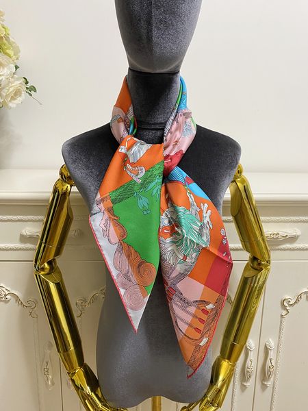 

women's square scarf scarves 100% twill silk material pint pattern size 90cm - 90cm, Blue;gray