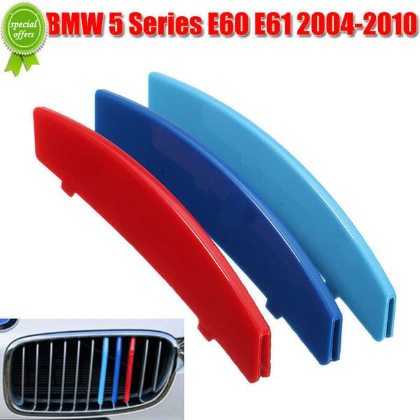 

new car 3d m styling front grille trim strip cover bumper stripes cover stickers for bmw 5 series e60 e61 2004-2010 grille sport