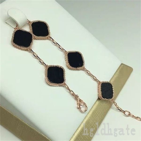 

white clovers bracelets charm bracelet men rose gold silver plated green link chains designer for woman black blue colorful men bracelet des, Golden;silver