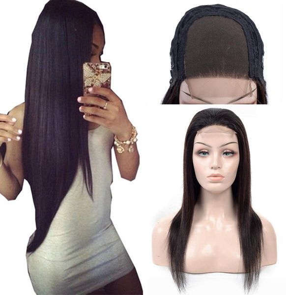 

4x4 closure wigs for black women 180 250 density human hair straight lace wigs natural black color peruvian wig remy hair4602745