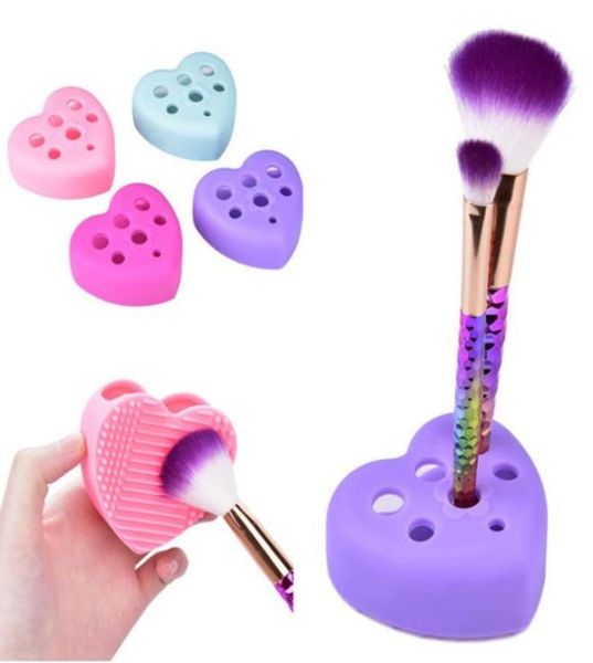 

heart shaped silicone brush cleaner glove scrubber board hollow out makeup brush holder cosmetics wash cleaning tools3599472