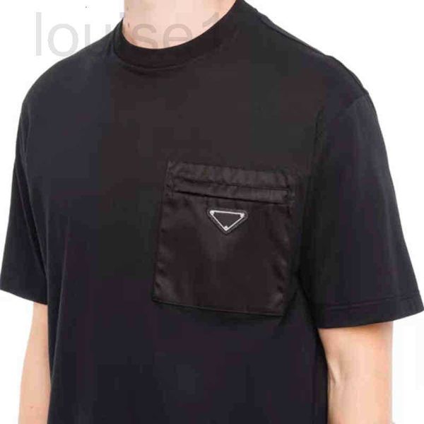 

men's t-shirts popular22ss designer men t shirts short sleeve cotton triangle pocket letter print crew neck loose classic solid tees ix, White;black