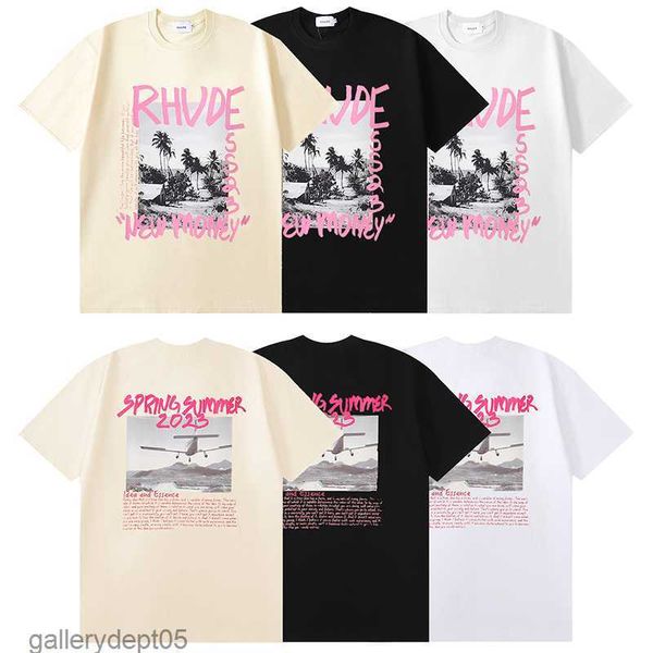 

rhude designer mens t shirt 100 cotton short sleeve fashion men women t-shirts bear printing tees us size s-xxl, White;black