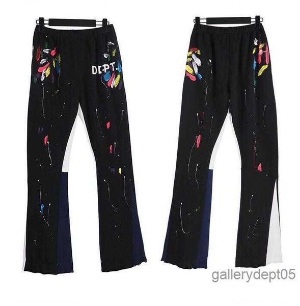 

fashion designer men's pants galleries sweatpants dept speckled letter print men's women's couple loose versatile casual pant, Black