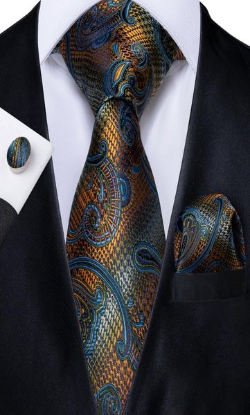 

fast silk tie set gold blue striped men039s whole classic jacquard woven necktie pocket square cufflinks wedding b1712278, Black;blue
