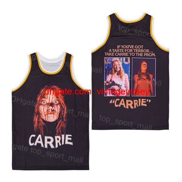 

man blank basketball movie film carrie jerseys vintage 1976 hip hop for sport fans uniform pure cotton embroidery hiphop breathable team bla, Black