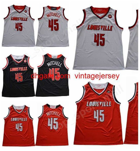 

men college basketball donavan mitchell jerseys 45 breathable pure cotton for sport fans all stitched team red away black white color high q