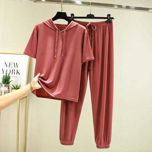 

ice silk hooded two-piece: cool, comfy & casual summer loungewear sets