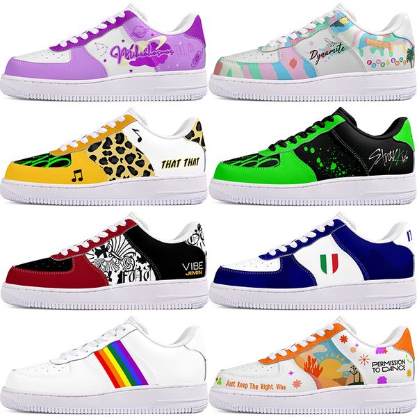 

DIY shoes winter Glossy white autumn mens Leisure shoes one for men women platform casual sneakers Classic cartoon graffiti trainers comfortable sports 102390