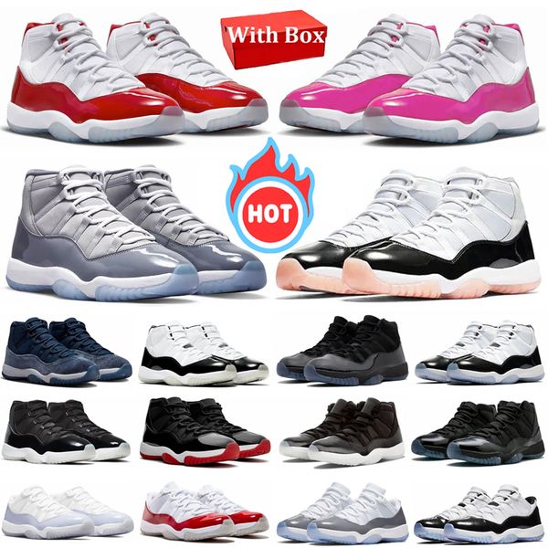 

with box jumpman 11 11s basketball shoes Pink Cement Grey Cherry Neapolitan Cool grey Midnight Navy Cap and Gown trainers sports sneakers size 36-47