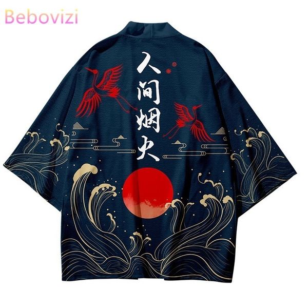 

ethnic clothing plus size 5xl 6xl chinese character beach japanese style kimono streetwear men women cardigan haori yukata harajuku robe 23, Red