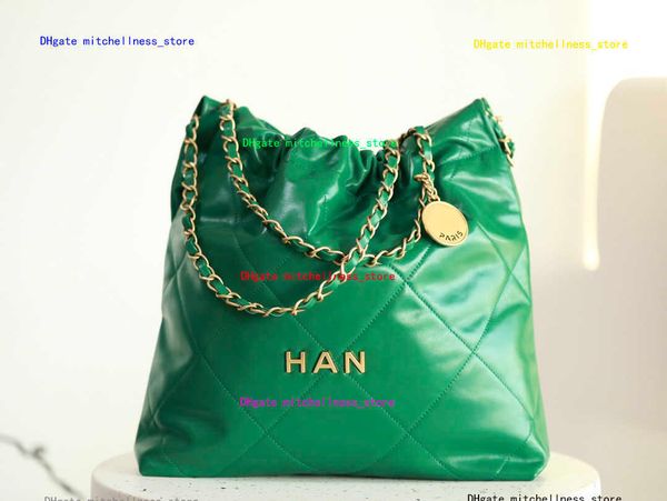 

fashion bag one shoulder bag 22 tote high-quality diamond lattice shopping bag mother and son bag woven chain original leather designer