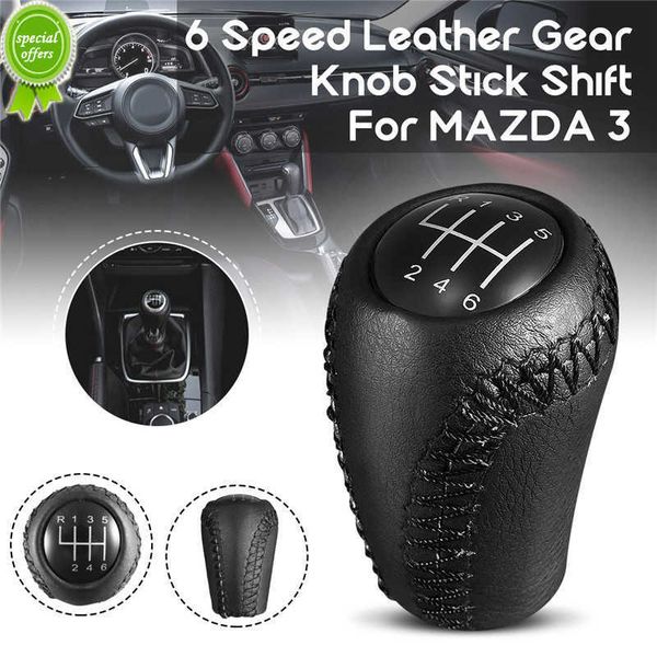 

new 6 speed pu leather car auto replacement manual gear shift knob stick shifter head for mazda 3 bk bl 5 cr cw 6 ii gh cx-7 er mx-5