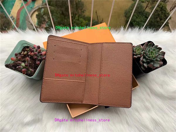 

with box mens passport wallet 2022 men's card holder leather women purse covers for passports carteira masculina 2223, Brown;gray