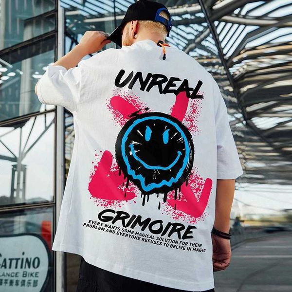 

zsiibo man's hip hop t-shirt harajuku summer print loose man round neck short sleeve oversize tshirt tx37526a2fy, White;black