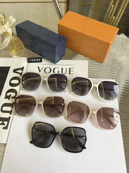 

Sunglasses Designer Summer Sunglasses 3636 Full Frame Glasses Monogram Pattern Designed for Men and Women 5 Color High-quality