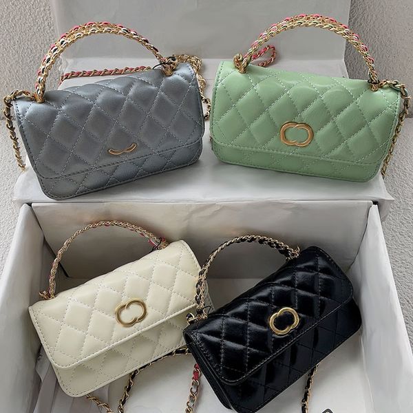 

23p women designer flap quilted bag tote with colorful hollow metal handle matelasse chain oil wax leather gold metal hardware crossbody sho