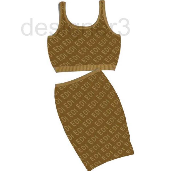 

two piece dress designer women's sets shirt cardigan women sweater suspender and hip wrap spring summer autumn skirt knitting sweaters, White