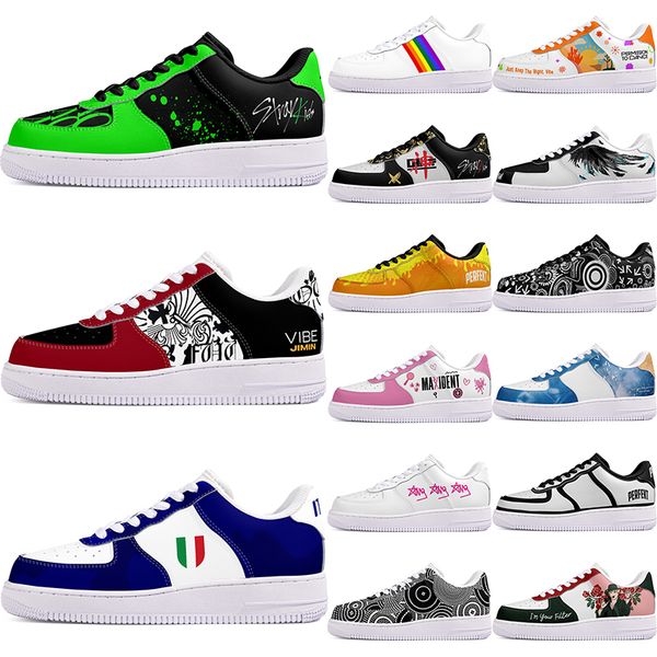 

DIY shoes winter Glossy white autumn mens Leisure shoes one for men women platform casual sneakers Classic cartoon graffiti trainers comfortable sports 87580