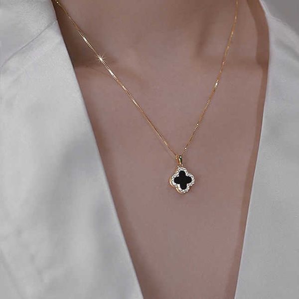 

van clover necklace designer four leaf clover pendant net red double sided clover for women 925 sterling silver summer luxury temperament ve