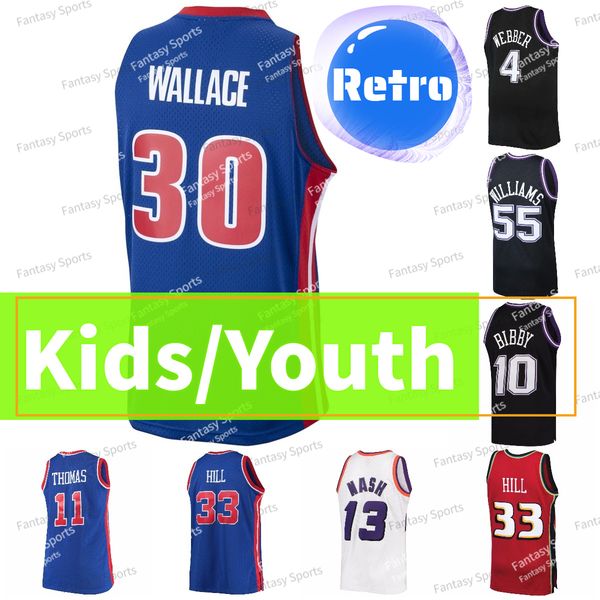 

retro basketball jersey grant 33 hill isiah 11 thomas wallace steve 13 nash barkley jason 55 williams dennis 10 rodman mesh jerseys shirt st, Black;red
