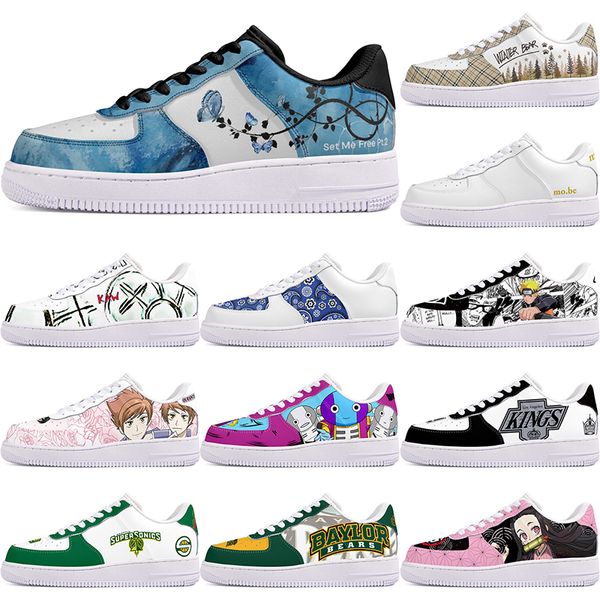 

DIY shoes winter Glossy fashion autumn mens Leisure shoes one for men women platform casual sneakers Classic cartoon graffiti trainers comfortable sports 205900-1