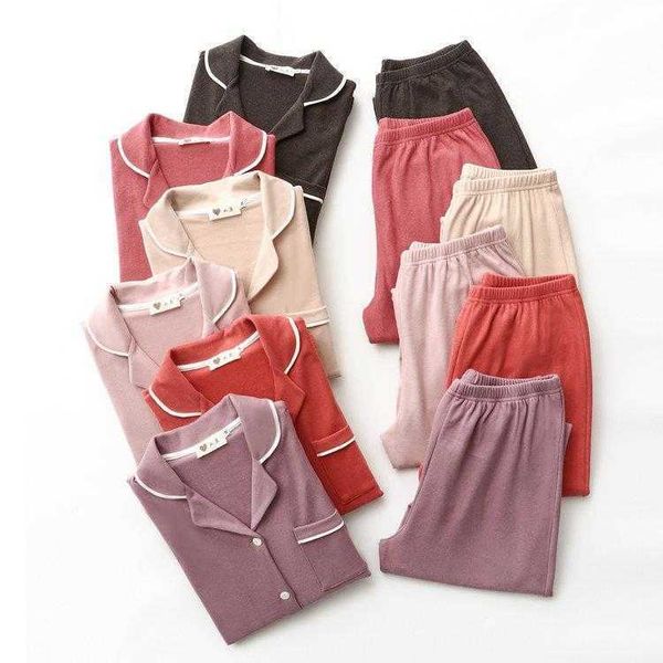 

casual polo collar pajamas for middle aged and elderly women fleece lined