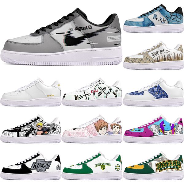

DIY shoes winter Glossy fashion autumn mens Leisure shoes one for men women platform casual sneakers Classic cartoon graffiti trainers comfortable sports 205168-1