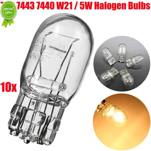 

new 10pcs w21/5w t20 7443 7440 signal light 3800k halogen bulb clear glass daytime running lights turn sbrake tail bulb drl bulb