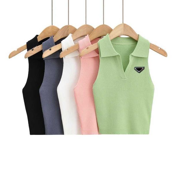 

prad designer knitted sweaters vest t shirts for women letter print womens knits fashion sleeveless tanks summer women's sweaters, White;black