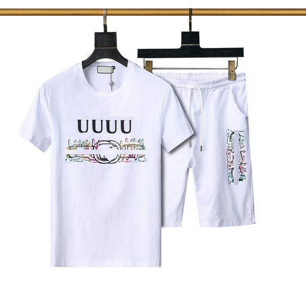 

mens fashion tracksuits summer t shirts shorts clothing sets with letters casual streetwear trend suits men breathable tees pants colors v4, Gray