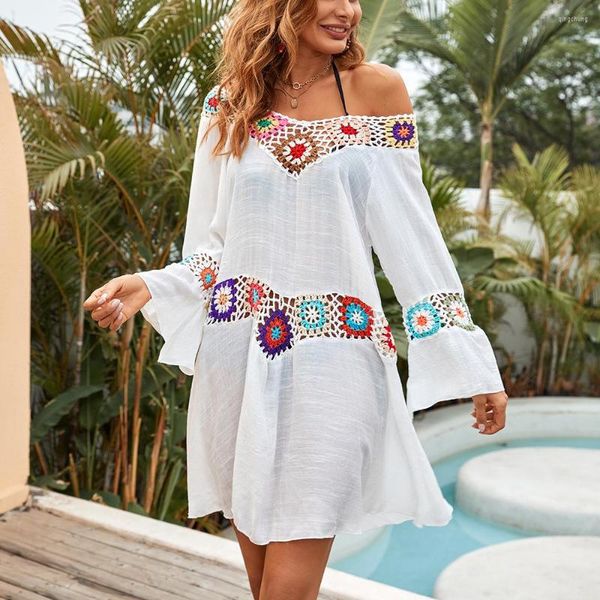 

casual skirt sunscreen crochet beach cover-ups summer tunic cover up long knitted beachwear swimsuit ups white dress, Black;gray