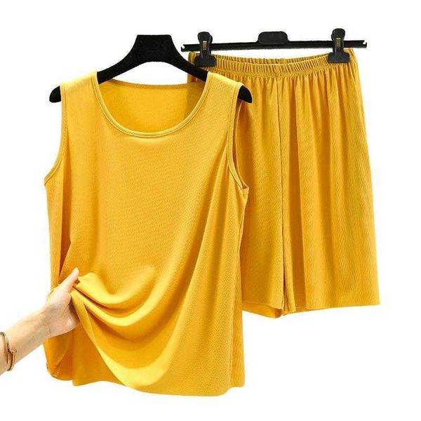 

summer ice silk thread mask vest womens two piece thin large size pajamas pajama