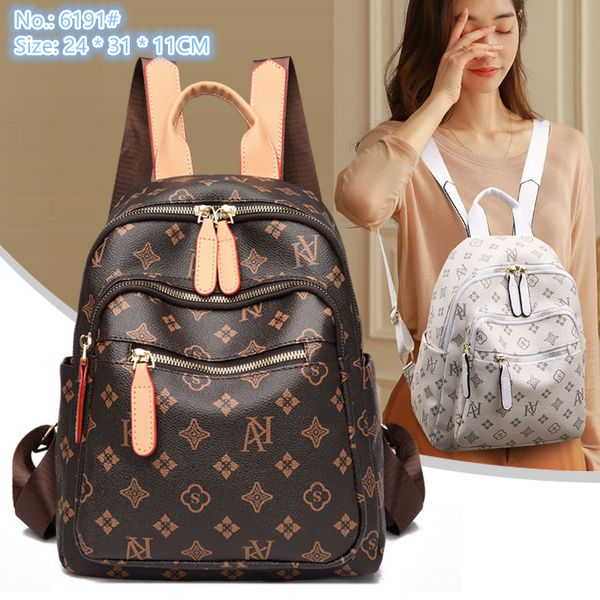 

factory wholesale ladies shoulder bags 2 colors college wind contrast leather student bag zipper decorative fashion backpack joker letters w