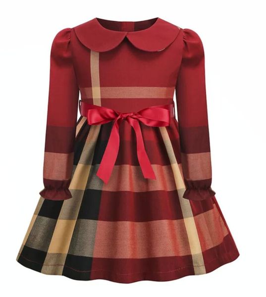 

2023new summer fashion kids clothes girls casual dresses short sleeve plaid cotton baby girls princess dress 3-7 years tn, Black;gray