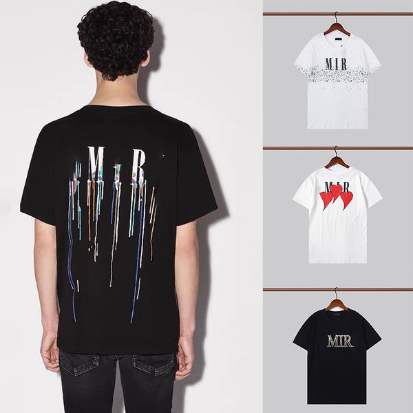 

designer tshirt limited edition couples tees street wear summer fashion brand miri shirt splash-ink letter print short sleeve casual loose m, Black;brown