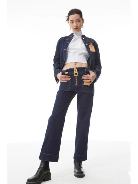 

2023 designer womens jeans female retro designer jeans women's jacket jacket female milan runway designer dress casual long-sleeved clo, Blue